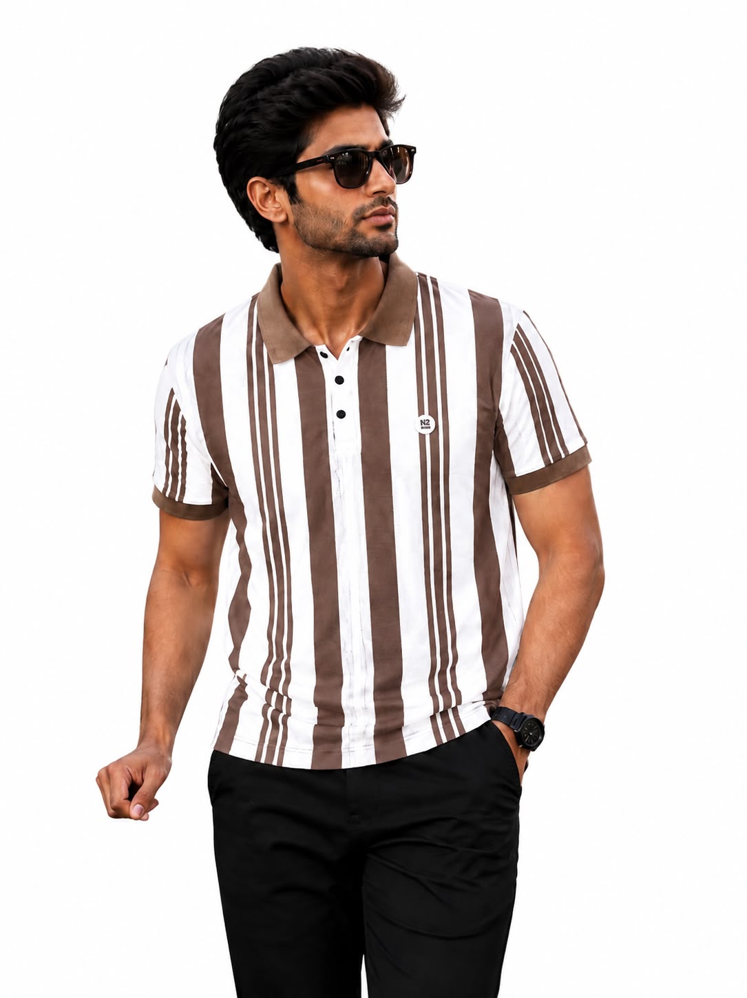 Newzy Waffle All-Over Printed Collar T-Shirt - Image 11