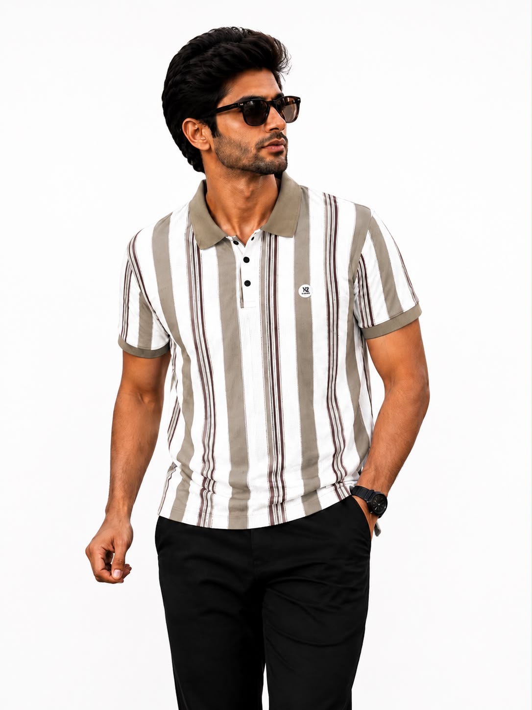 Newzy Waffle All-Over Printed Collar T-Shirt - Image 9