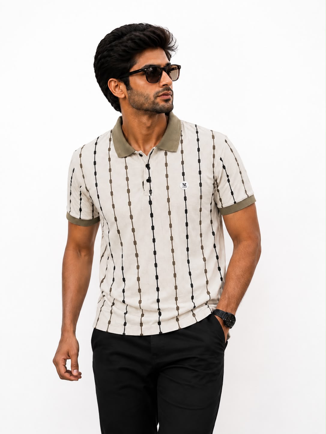 Newzy Waffle All-Over Printed Collar T-Shirt - Image 7