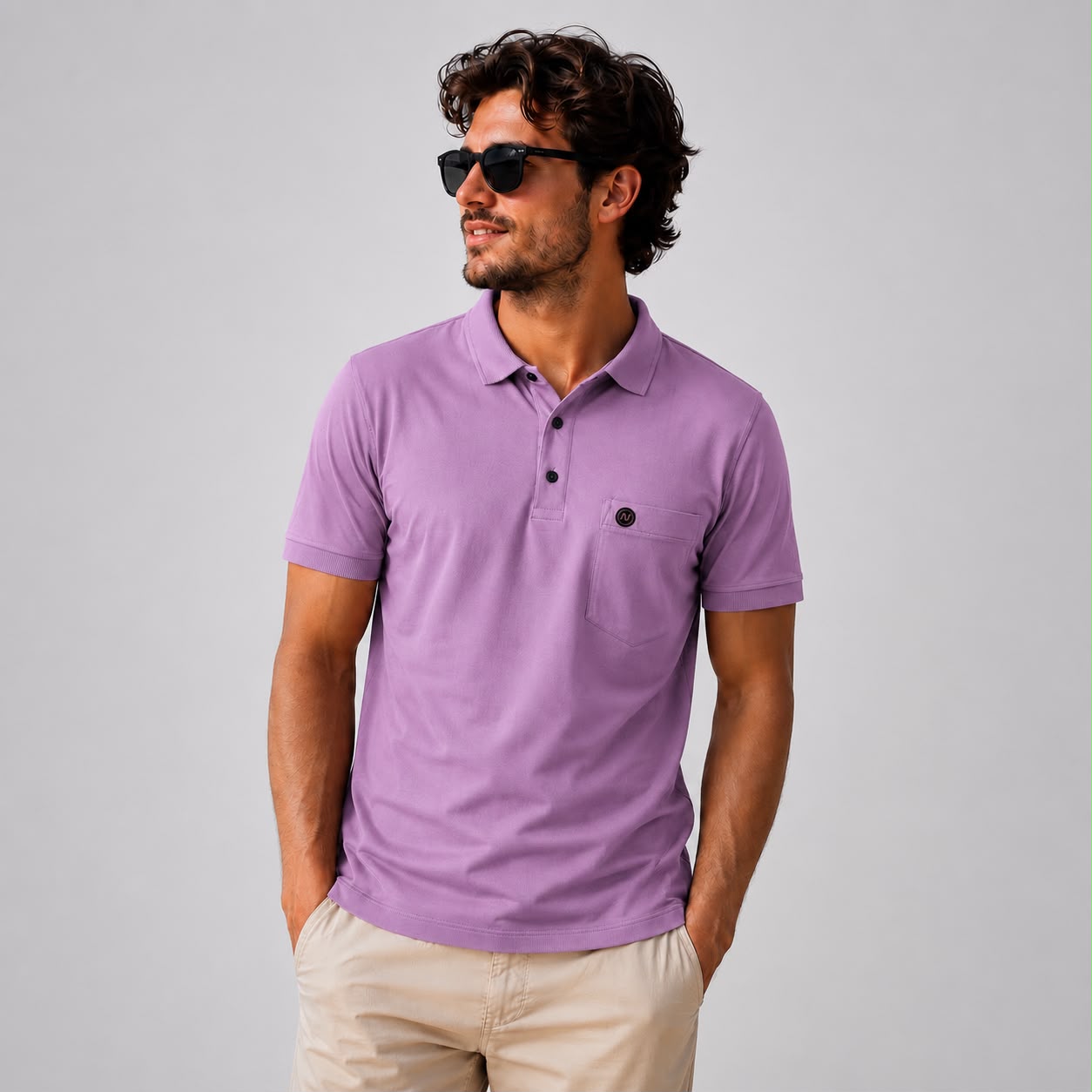Men's Interlock Cotton Collar T-Shirt - Image 7