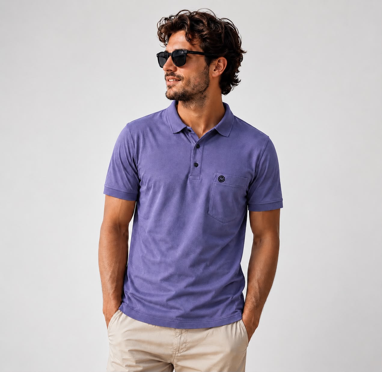 Men's Interlock Cotton Collar T-Shirt - Image 3