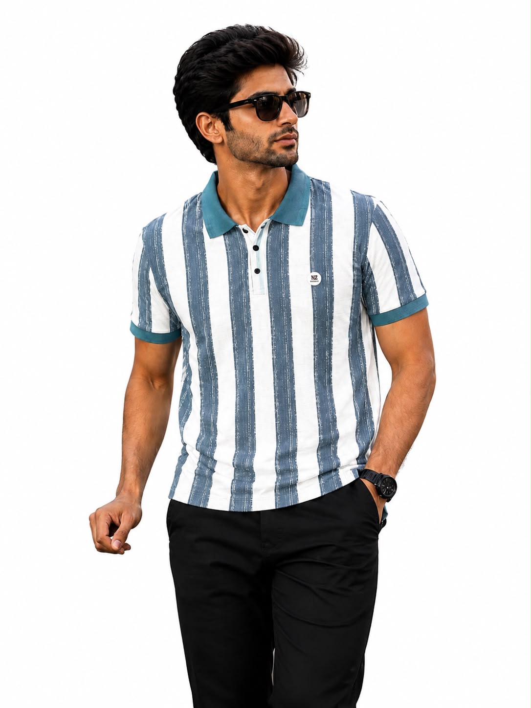 Newzy Waffle All-Over Printed Collar T-Shirt - Image 3