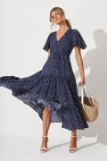 Violet Maxi Dress In Navy Spot
